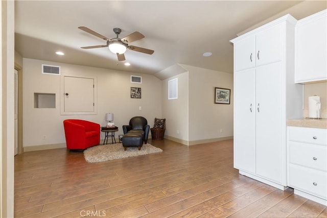 9942 Sunfish Cir, Paso Robles, CA 93446 - sitting room featuring ceiling fan, light wood-style flooring, and recessed lighting