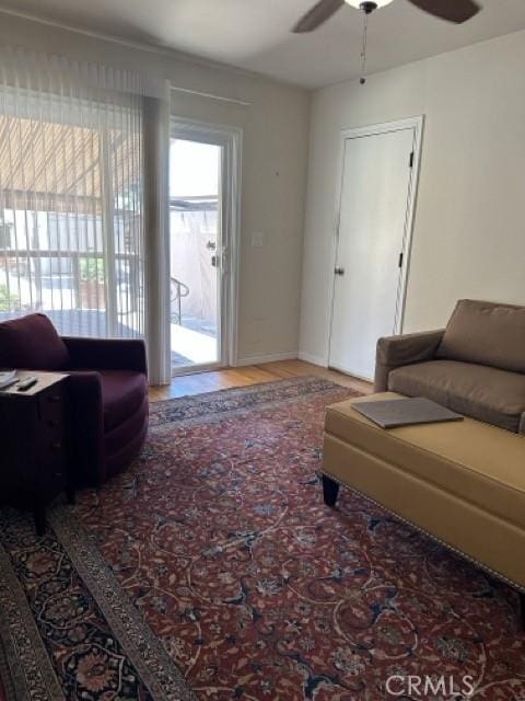 2322 249th St, Lomita, CA 90717 - living room with ceiling fan and wood finished floors