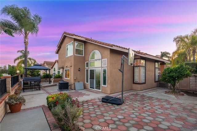 13555 Via, San Remo, Chino Hills, CA 91709 - rear view of house featuring a gazebo, stucco siding, a patio area, and a tile roof