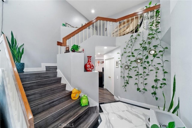 13555 Via, San Remo, Chino Hills, CA 91709 - stairs featuring a towering ceiling and recessed lighting