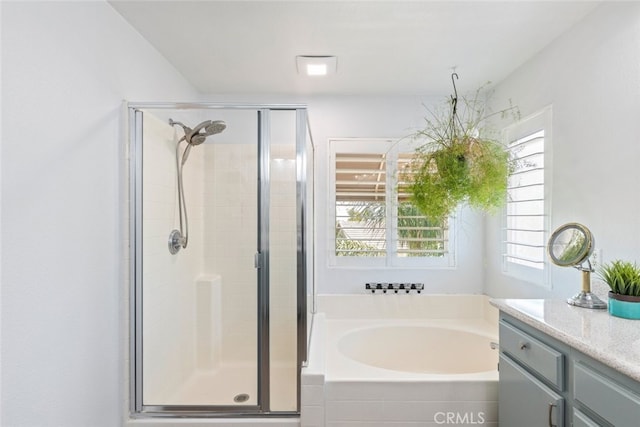 3720 Gunnison Cir, Corona, CA 92881 - bathroom with a stall shower, a garden tub, and vanity