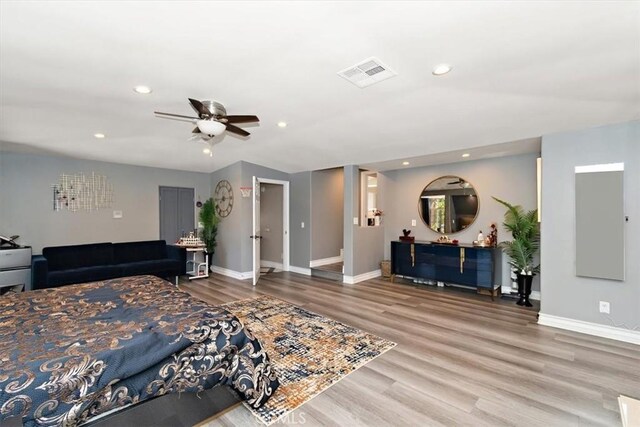 2335 N San Antonio Ave, Upland, CA 91784 - bedroom featuring recessed lighting, wood finished floors, and a ceiling fan