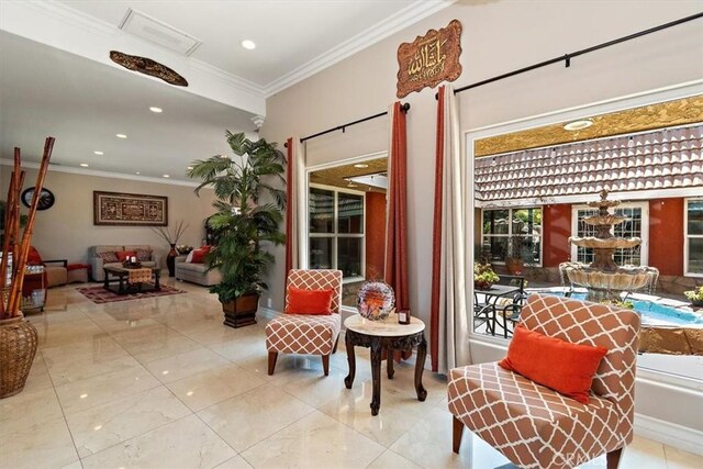 2335 N San Antonio Ave, Upland, CA 91784 - building lobby featuring crown molding and recessed lighting