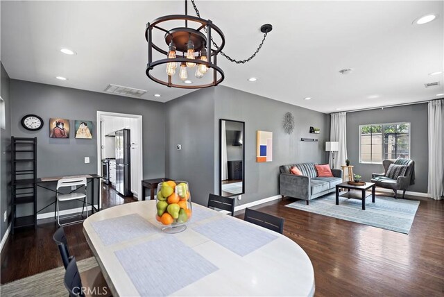 1425 Violeta Dr, Alhambra, CA 91801 - dining space with wood finished floors, recessed lighting, and a chandelier