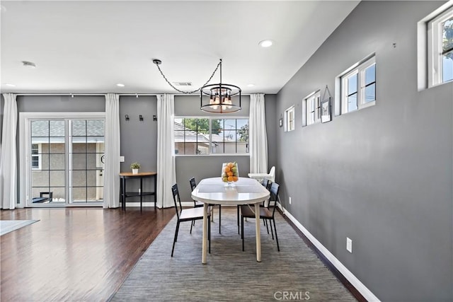 1425 Violeta Dr, Alhambra, CA 91801 - dining room featuring wood finished floors, a chandelier, and recessed lighting