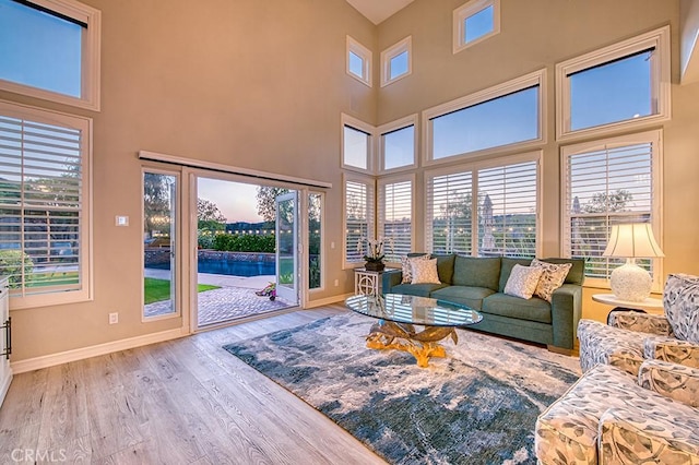 5 Kennedy Ct, Coto De Caza, CA 92679 - living area featuring a towering ceiling and wood finished floors