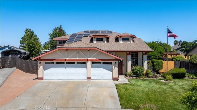 1678 Bella Vista Ct, Paso Robles, CA 93446 - view of front of property featuring concrete driveway, solar panels, a shingled roof, and stucco siding