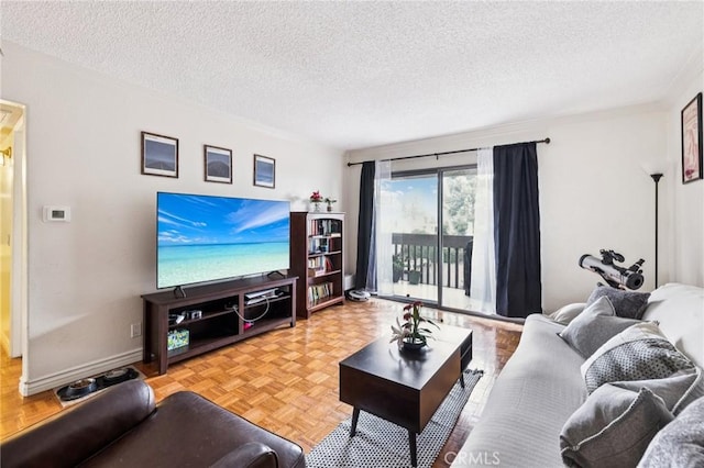1610 Neil Armstrong St Unit 313, Montebello, CA 90640 - living room with a textured ceiling and crown molding