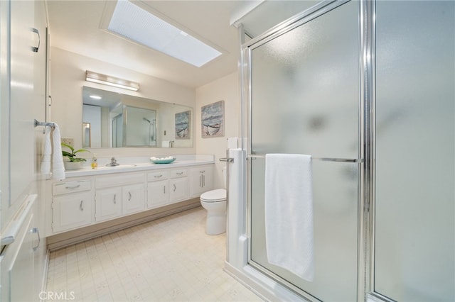 1670 Interlachen Rd Unit 43J, Seal Beach, CA 90740 - bathroom with vanity, a stall shower, and tile patterned floors