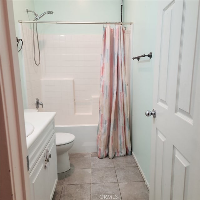 4979 Graphite Creek Rd, Jurupa Valley, CA 91752 - bathroom featuring vanity, shower / bathtub combination with curtain, and tile patterned floors