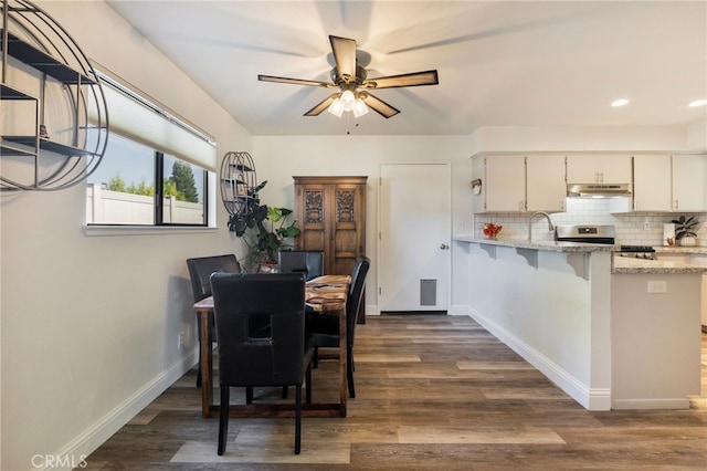 2619 Amanecida, Chico, CA 95928 - dining room featuring ceiling fan, dark wood finished floors, and recessed lighting