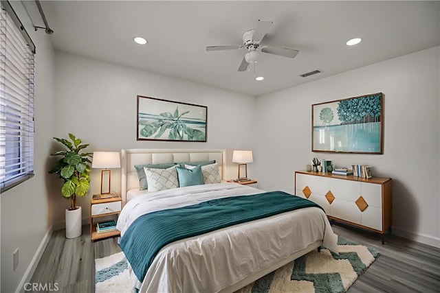 609 Raphael Dr, Corona, CA 92882 - bedroom featuring wood finished floors, recessed lighting, and a ceiling fan
