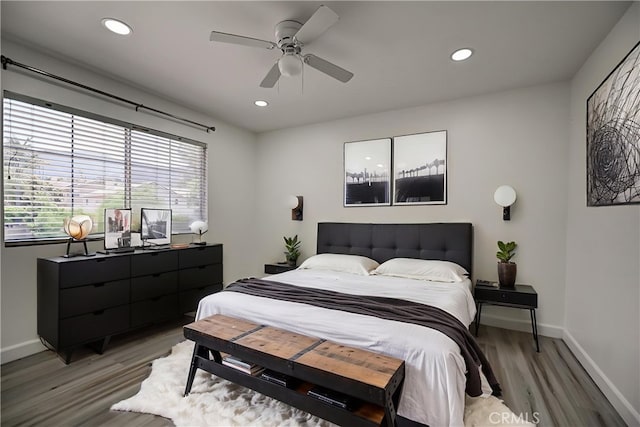 609 Raphael Dr, Corona, CA 92882 - bedroom with light wood-style floors, recessed lighting, and a ceiling fan