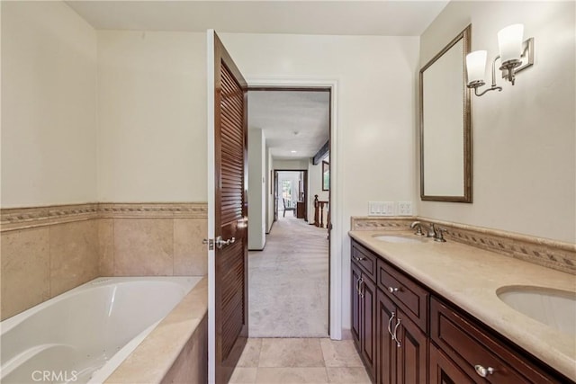24615 Kings Rd, Laguna Niguel, CA 92677 - full bathroom featuring double vanity, a bath, and tile patterned floors