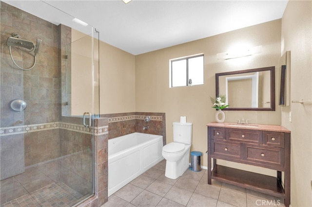4072 Rosemead Blvd Unit 7, Pico Rivera, CA 90660 - full bath with a shower stall, a garden tub, vanity, and tile patterned flooring