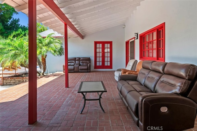 10225 Donna Ave, Northridge, CA 91324 - view of patio / terrace with french doors and an outdoor living space
