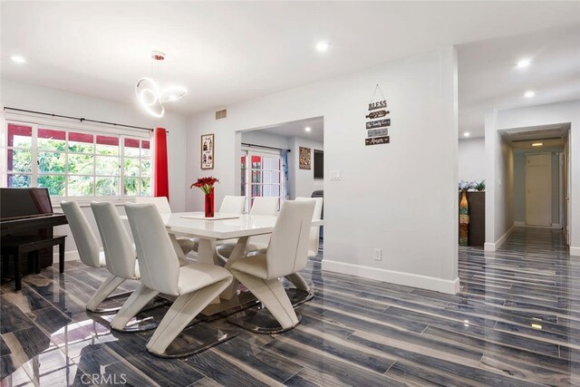 10225 Donna Ave, Northridge, CA 91324 - dining area with dark wood-style floors and recessed lighting