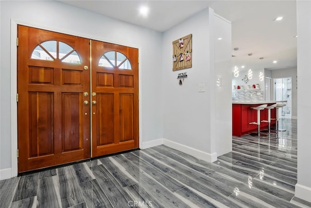 10225 Donna Ave, Northridge, CA 91324 - entryway with dark wood-style floors and recessed lighting
