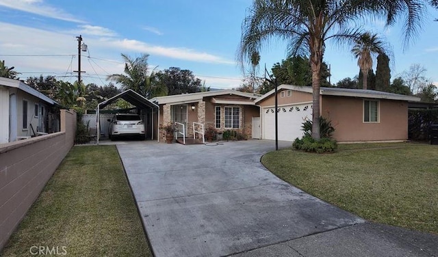 735 E Hanks St, Azusa, CA 91702 - single story home featuring stucco siding, concrete driveway, a garage, and a carport