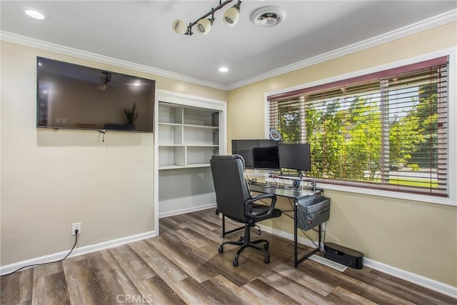 5169 Telefair Way, Riverside, CA 92506 - office with ornamental molding, wood finished floors, and recessed lighting