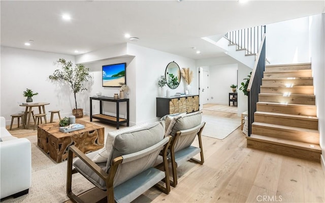2007 Ava Ave, Hermosa Beach, CA 90254 - living room with stairs, recessed lighting, and light wood-type flooring