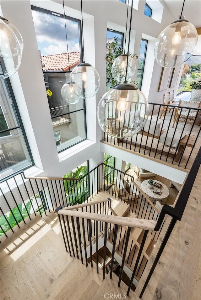 2007 Ava Ave, Hermosa Beach, CA 90254 - stairs with parquet floors and plenty of natural light