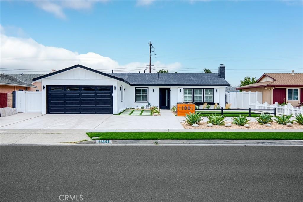 11861 Amethyst St, Garden Grove, CA 92845 - ranch-style home featuring an attached garage, driveway, and a chimney