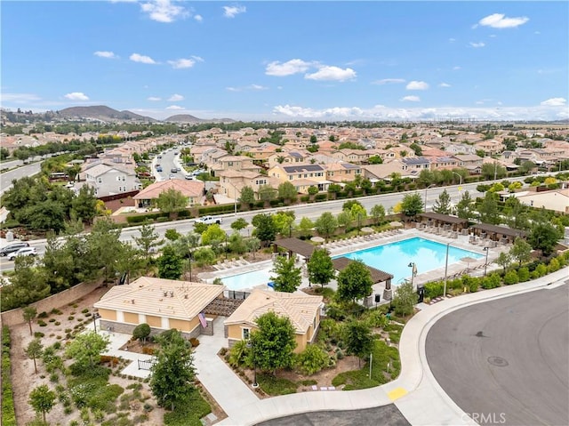 26865 Shelter Cove Ct, Menifee, CA 92585 - aerial perspective of suburban area with a pool area and a mountain backdrop