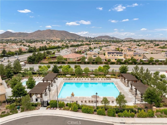 26865 Shelter Cove Ct, Menifee, CA 92585 - aerial view of residential area featuring a pool and a mountain backdrop