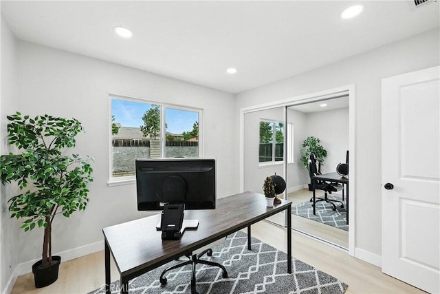 6304 Pablo Ct, Chino, CA 91710 - office with plenty of natural light, light wood finished floors, and recessed lighting