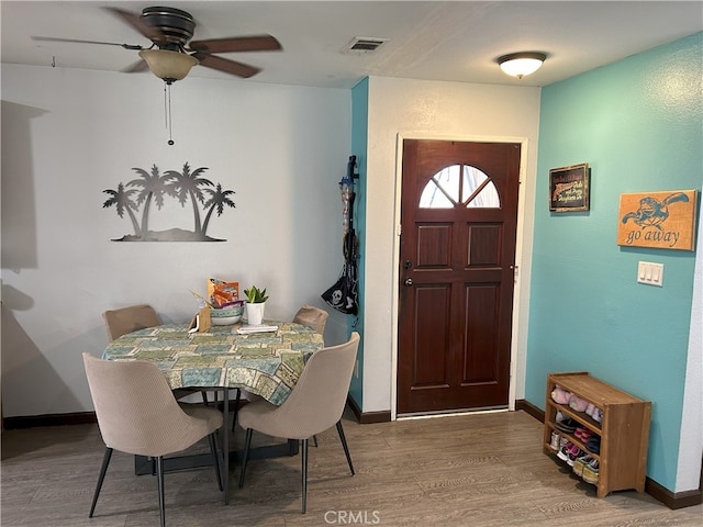 826 Railroad St, Corona, CA 92882 - foyer with wood finished floors and ceiling fan