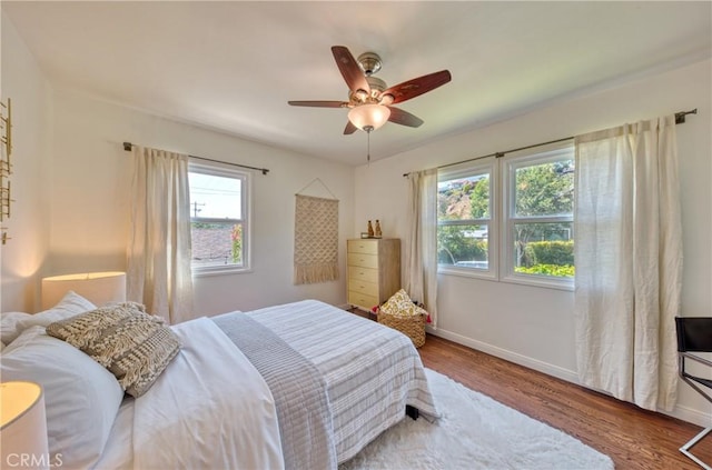 252 E Scenic Dr, Monrovia, CA 91016 - bedroom with wood finished floors and a ceiling fan