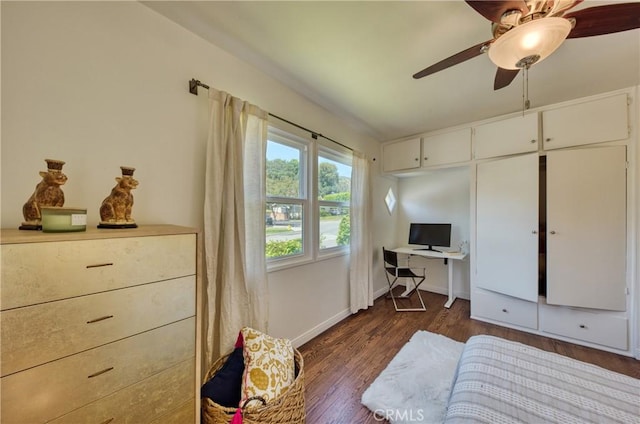 252 E Scenic Dr, Monrovia, CA 91016 - bedroom with wood finished floors, an office area, and ceiling fan