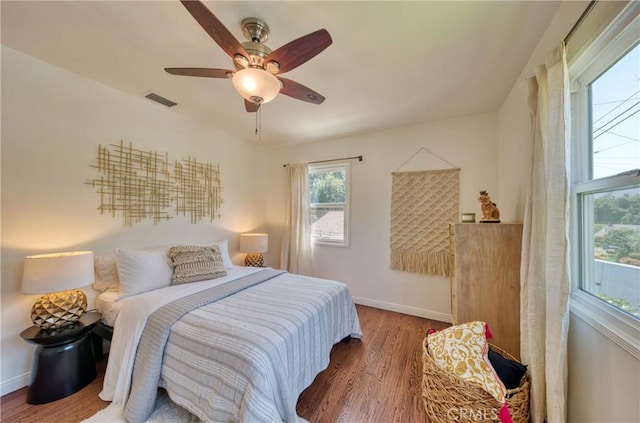 252 E Scenic Dr, Monrovia, CA 91016 - bedroom featuring wood finished floors and ceiling fan