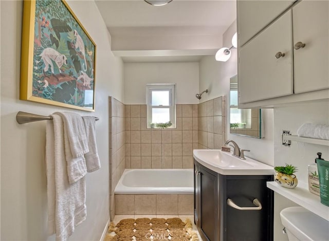 252 E Scenic Dr, Monrovia, CA 91016 - bathroom featuring vanity, tiled shower / bath, and tile patterned floors