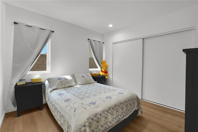 3032 Cogswell Rd, El Monte, CA 91732 - bedroom featuring a closet, wood finished floors, and recessed lighting