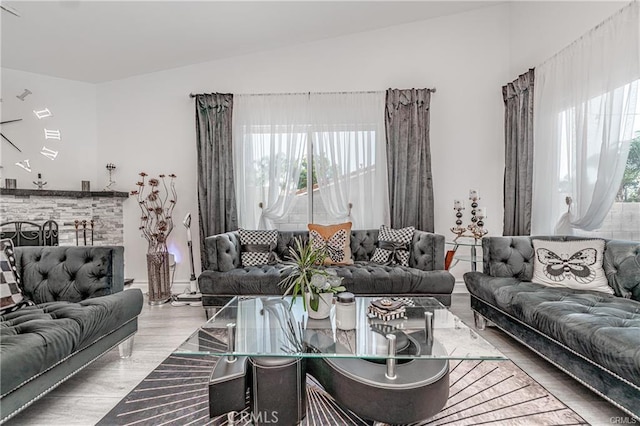 13800 Glenoaks Blvd, Sylmar, CA 91342 - living room with vaulted ceiling and wood finished floors