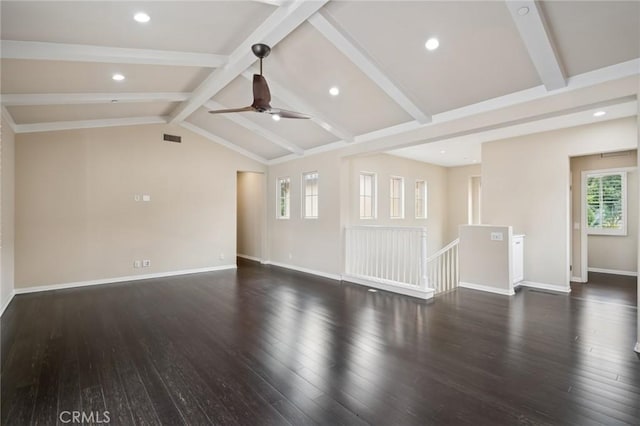 72 Peony, Irvine, CA 92618 - unfurnished living room featuring a ceiling fan, wood finished floors, and recessed lighting