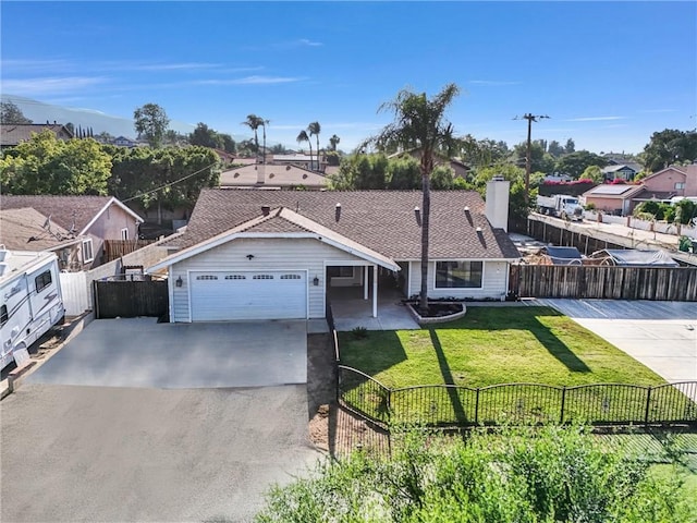 20255 Winton St, Corona, CA 92881 - ranch-style house featuring driveway, a garage, a chimney, and a residential view