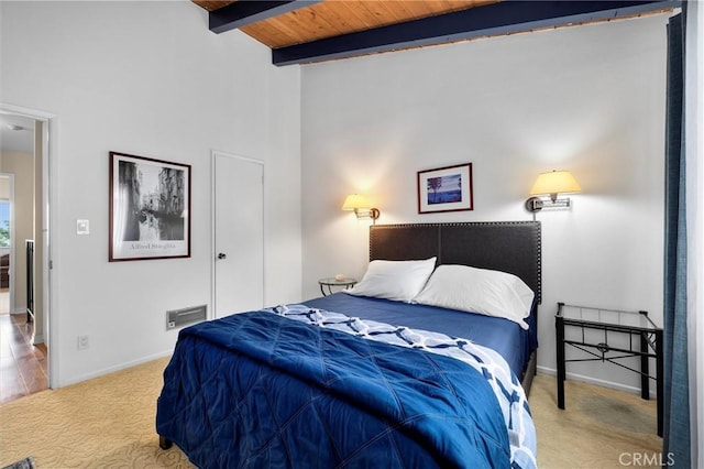 504 Harkness Ln Unit 1, Redondo Beach, CA 90278 - carpeted bedroom featuring baseboards and wooden ceiling