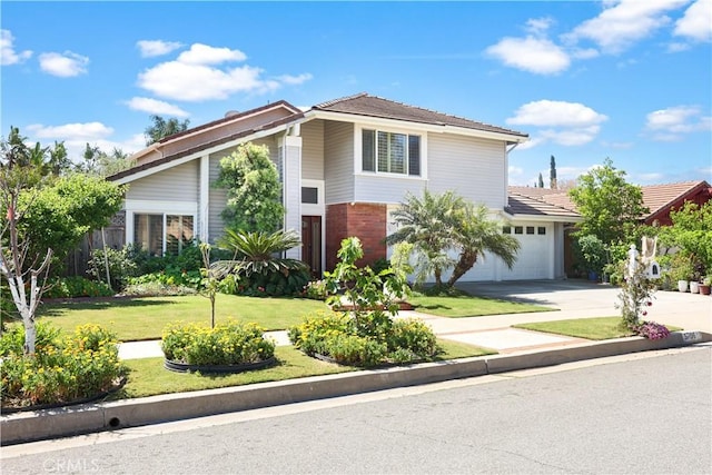 5706 E Bryce Ave, Orange, CA 92867 - view of front of home with driveway, a front lawn, and brick siding