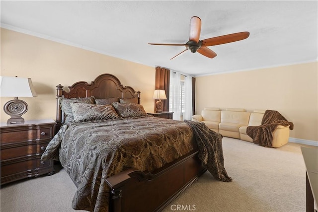 5706 E Bryce Ave, Orange, CA 92867 - carpeted bedroom with crown molding and a ceiling fan