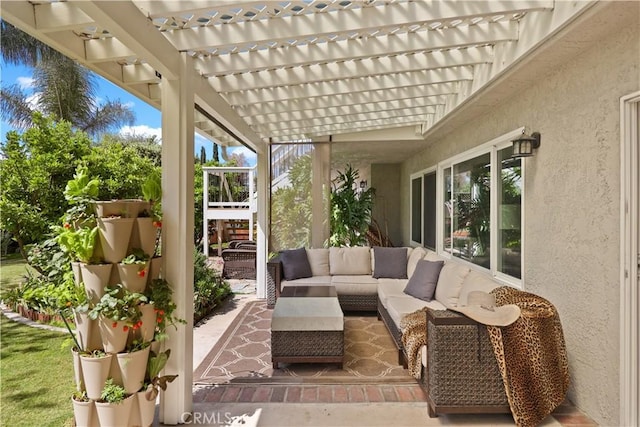 5706 E Bryce Ave, Orange, CA 92867 - view of patio featuring an outdoor living space and a pergola