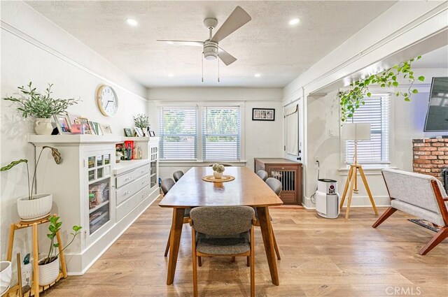 201 S Spruce St, Montebello, CA 90640 - dining area with a ceiling fan, recessed lighting, plenty of natural light, and light wood-style floors
