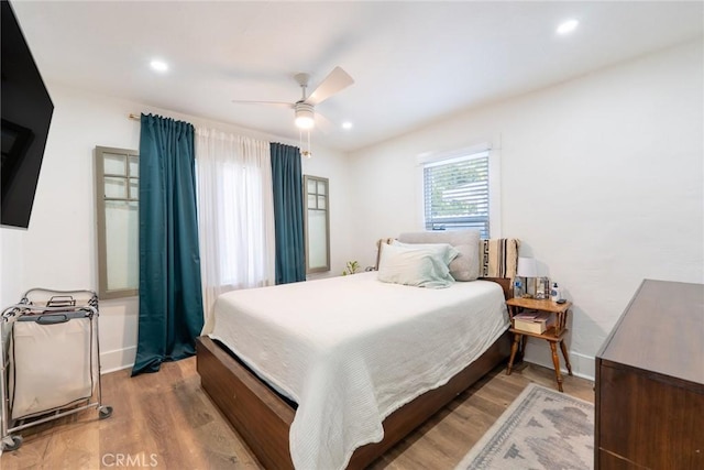201 S Spruce St, Montebello, CA 90640 - bedroom with wood finished floors, recessed lighting, and ceiling fan