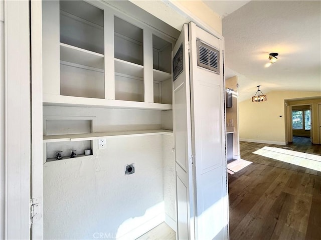 1639 Winn Ct, Pomona, CA 91768 - laundry room featuring hookup for an electric dryer, washer hookup, and wood finished floors