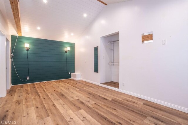 24302 Vista Ridge Dr, Valencia, CA 91355 - unfurnished room with light wood finished floors, recessed lighting, and high vaulted ceiling