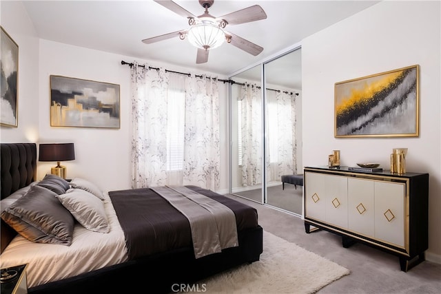 24302 Vista Ridge Dr, Valencia, CA 91355 - bedroom with carpet flooring, a closet, and ceiling fan