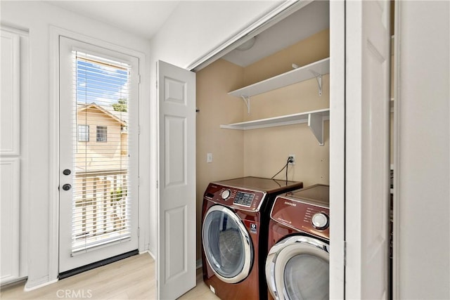 305 W Duarte Rd Unit G, Monrovia, CA 91016 - washroom with separate washer and dryer and light wood-style flooring