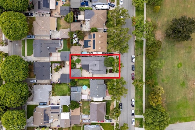7028 E Parkcrest St, Long Beach, CA 90808 - aerial view of residential area with property parcel outlined